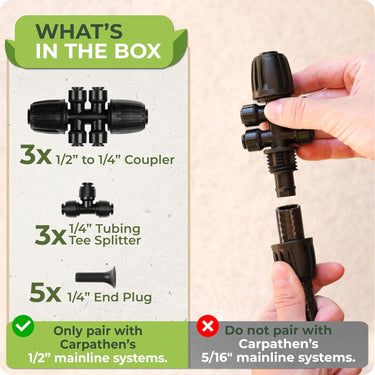 Complete Drip Irrigation Fittings Kit featuring 4-Way 1/2